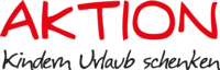 Logo "Aktion Kindern Urlaub schenken" in roter und schwarzer Schrift