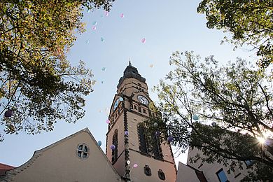 Philippuskirche Blick auf den Kirchturm